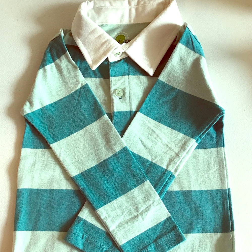 Double collar soft cotton long sleeve rugby shirts
